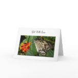 Get Well Soon, orange flower and butterfly greetin Card