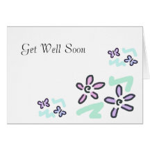 Get Well Soon - Pastel Flowers and Butterflies Cards