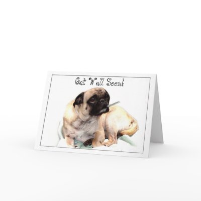 Get Well Soon pug greeting card by ritmoboxer