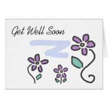Get Well Soon - Purple Flowers Cards