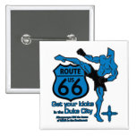 Get your kicks in the Duke City blue Pinback Button