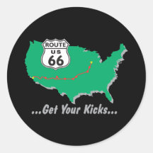 Get Your Kicks On Route 66 Round Sticker