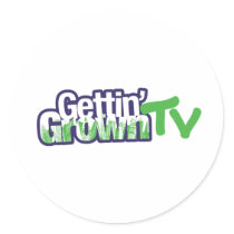 Gettin' Grown TV Green & Purple Logo Merchandise Round Stickers