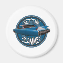 gettin slammed 1960 Cadillac sky blue Refrigerator Magnets