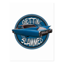 gettin slammed 1960 Cadillac sky blue Postcard