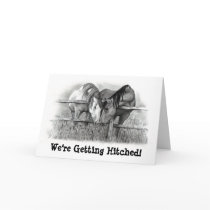 GETTING HITCHED: HORSE PENCIL ART: INVITATION GREETING CARD