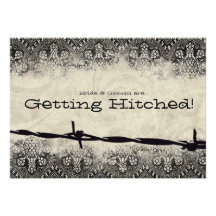 Getting Hitched Old Country Wedding Invitation