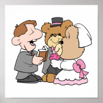 getting married teddy bear wedding couple posters