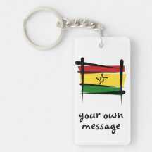 Ghana Brush Flag Rectangle Acrylic Keychain