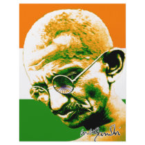 Ghandi in orange green and white with flag full color flyer