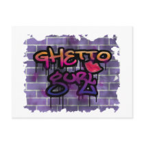 ghetto gurl (girl) graffiti  design postcard