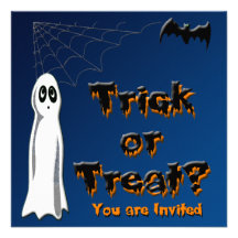 Ghost & Bat Halloween Invitation