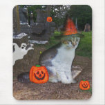 Ghost Cat Mouse Pads