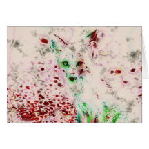 Ghost Fox Eyes Red and White Art Card