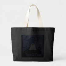 Ghost & His Shadow Grave Halloween Trick Or Treat Canvas Bag