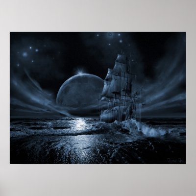 Ghost ship series: Full moon rising Posters by artsgrie
