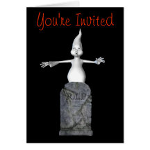 Ghost Tombstone Funny Halloween Party Invitation Cards
