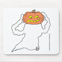 Ghost with pumkin head mousepad