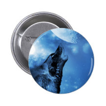 Ghost wolf howling at the moon button