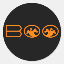 Ghostly Boo Halloween Stickers, Black and Orange