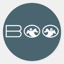 Ghostly Boo Halloween Stickers, Blue and White