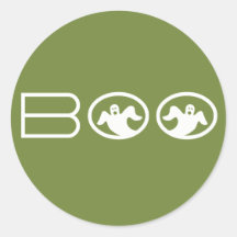 Ghostly Boo Halloween Stickers, Green and White
