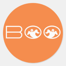 Ghostly Boo Halloween Stickers, Orange and White
