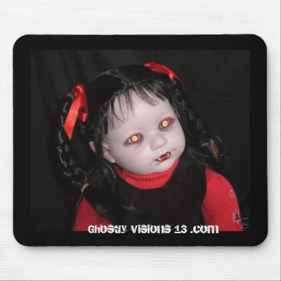 Ghostly Visions 13 halloween horror doll Mouse Mat by ghostlyvisions