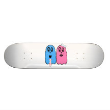 Ghosts in blue and pink with tie and bow skateboard decks