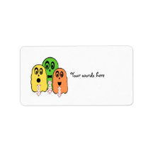 Ghosts in yellow green orange with ties custom address label