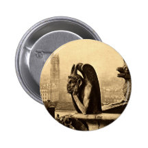 Ghoul Notre Dame, Paris France 1912 Vintage Button
