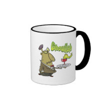 ghoulish creepy waiter serving drinks coffee mugs