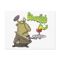 ghoulish creepy waiter serving drinks post card