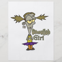 ghoulish girl zombie girl cartoon flyer design