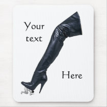 Giant Leather Thigh High Boot Tramples Mouse Pad