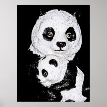 Giant Panda and Cub, Style 2 Posters