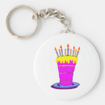 Giant Pink Birthday Cake Keychain