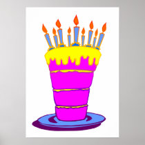 Giant Pink Birthday Cake Poster