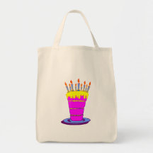 Giant Pink Birthday Cake Tote Bags