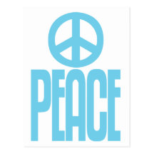 Giant Sky Blue Peace Sign Text, Loudmouth Postcard