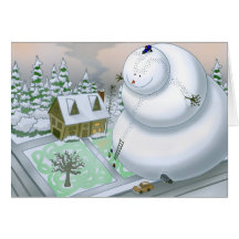 Giant Snowman Note Card (Blank Inside)