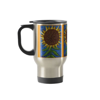 Giant Sunflower - travel mug by folkartblonde