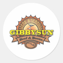 Gibby Sun Booze and Beer Round Stickers