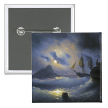 Gibraltar by Night Ivan Aivasovsky seascape waters Pinback Buttons