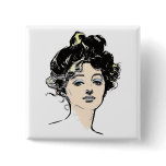 Gibson Girl Head Designs Button