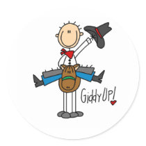 Giddy Up! Cowboy Stick Figure Sticker