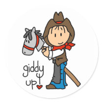 Giddy Up Cowboy Tshirts and Gifts Round Stickers