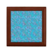 Gift Box - Contours - Red Lines / Blue Background