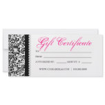 Gift Card Salon Spa Pink Damask Jewellery Heart