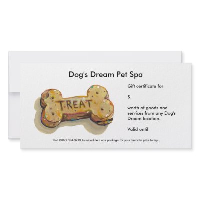 Gift certificate card for dog business groomer spa by HardWorkers